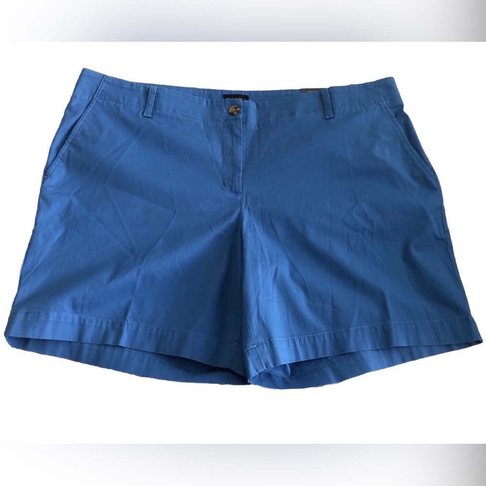 TALBOTS BLUE 7" RELAXED CHINO SHORTS 18W Women’s Plus NWT Summer Beach Vacation